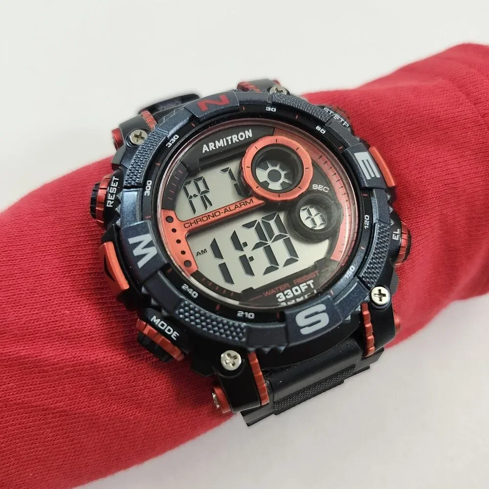 Armitron Sport Digital Chronograph Watch Mens Works Month Day Date Alarm